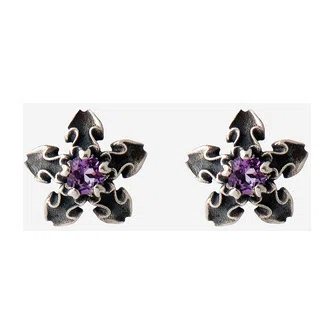 Пусеты из серебра с аметистом Baroque purple Sparkle NoBrandName Poison Drop — модель k03evra — фото 2