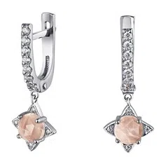 Серебряные серьги The Rose с розовым кварцем Moonka Poison Drop — модель wk107db — фото 2