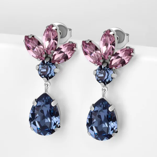 Серьги гвоздики из серебра с кристаллами Swarovski — арт. 000-390424