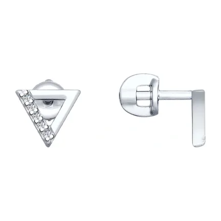 Серьги гвоздики из серебра с фианитами — арт. 000-323966