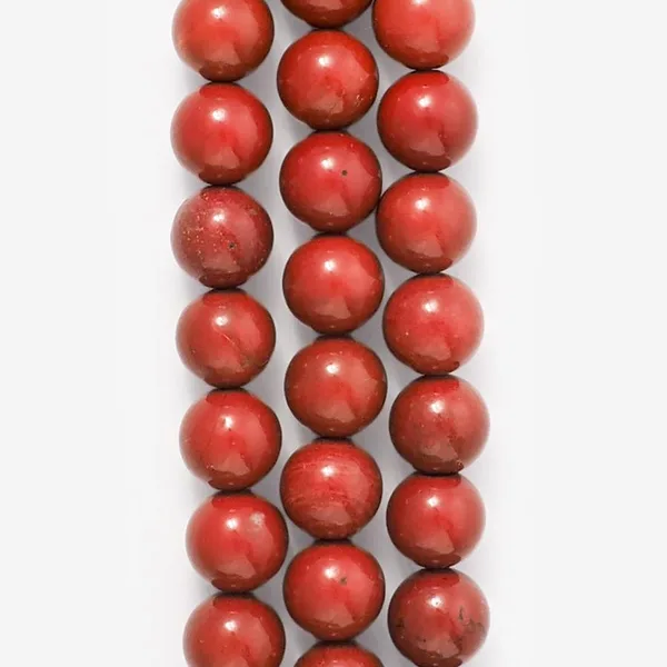 Бусины из яшмы красной, 44-48 шт. на нитке, 8-9 мм
