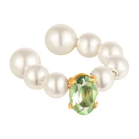 Кафф с кристальным жемчугом и кристаллом Swarovski, Royal Chrysolite — модель qpn6kt8