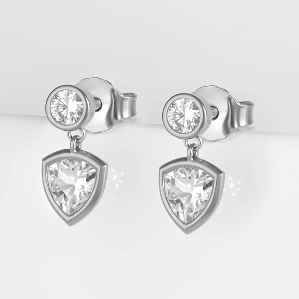 Серьги гвоздики из серебра с фианитами — арт. 000-395071