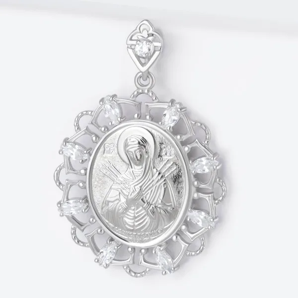 Подвеска иконка из серебра с фианитами — арт. 000-395508