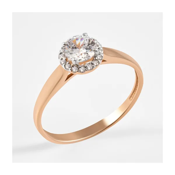 Кольцо из красного золота с Swarovski и фианитами — арт. 000-281102