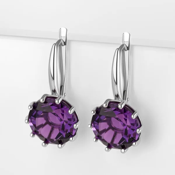 Серьги из серебра с аметистами — арт. 000-386952
