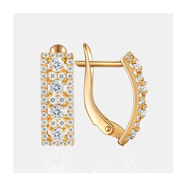 Серьги из красного золота с фианитами — арт. 000-403304