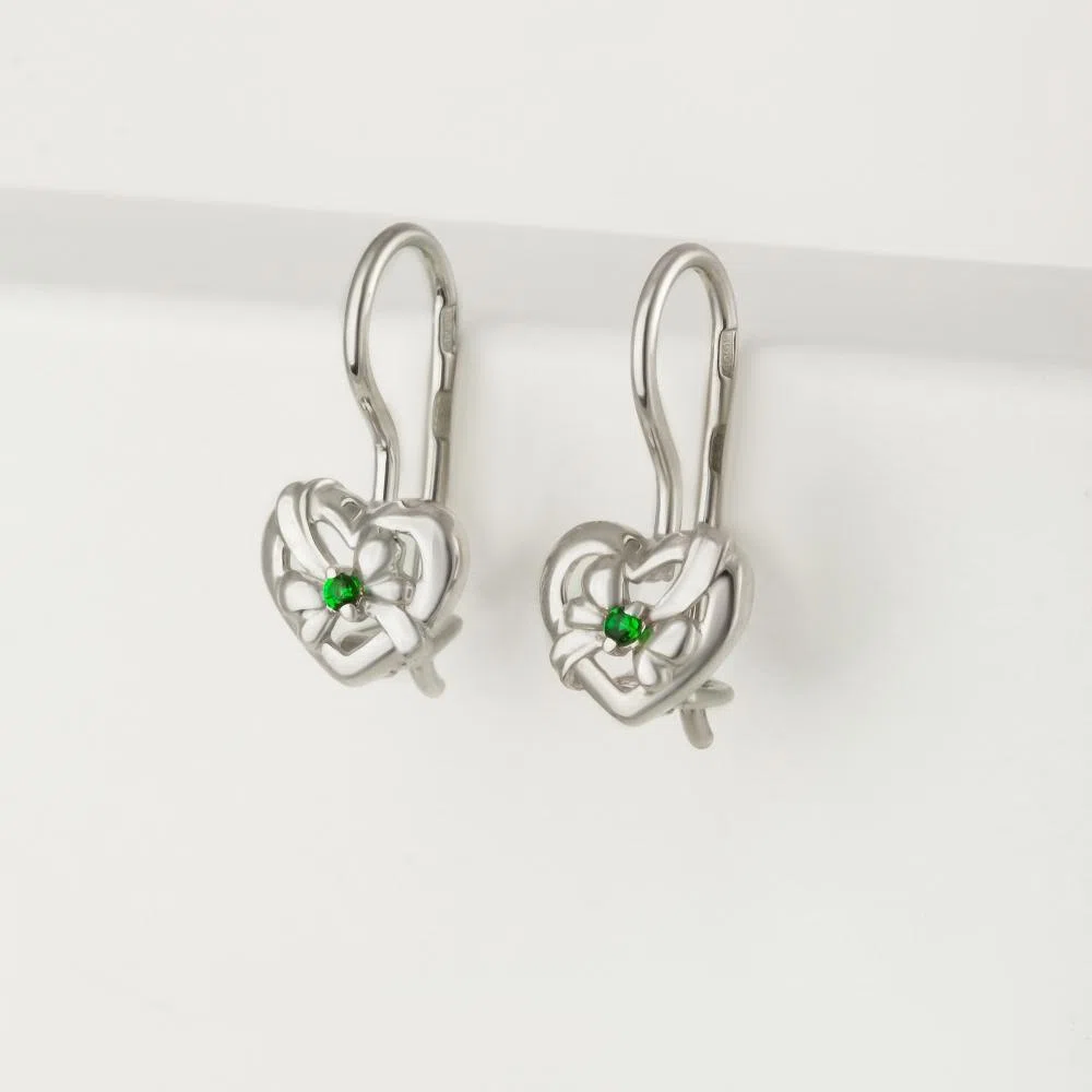Серьги детские из серебра с фианитами