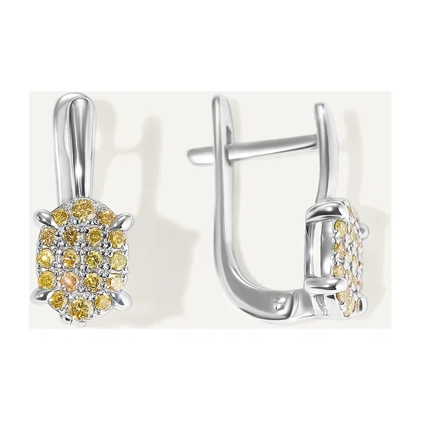 Серьги из белого золота с желтыми бриллиантами — арт. 10511-000975