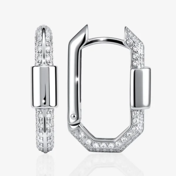 Серьги конго из серебра с фианитами — арт. 000-402916