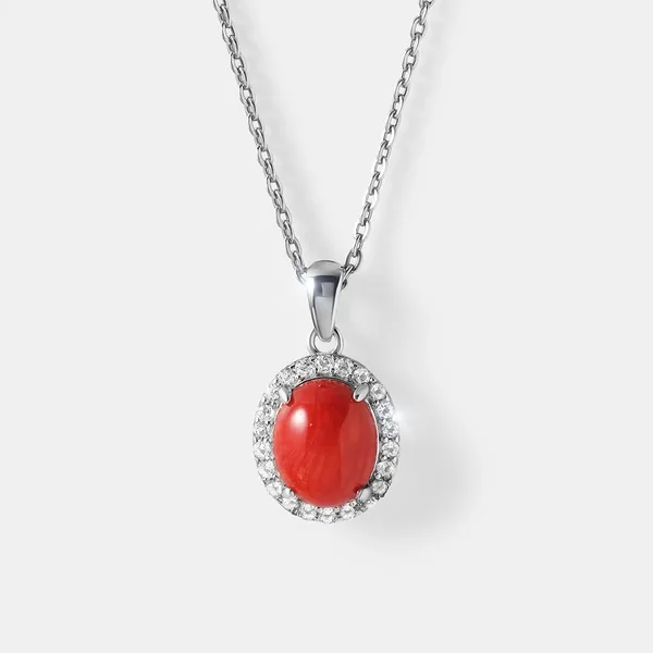 Серебряная подвеска с кораллом Салмон — арт. 10422-002412