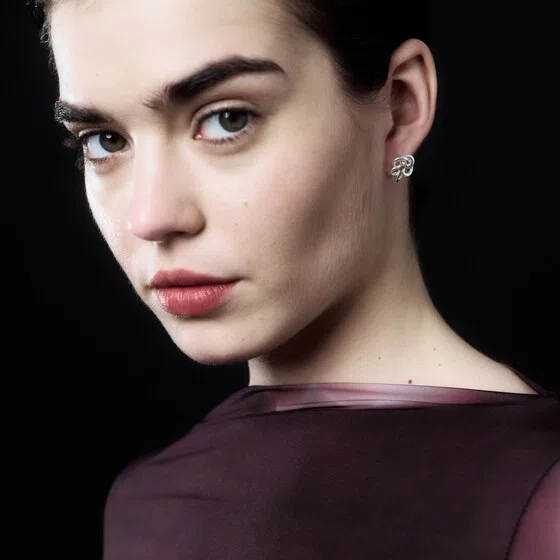 Пусеты из серебра BILLY с черными бриллиантами в замках LITTLE BLACK Poison Drop — модель 1h69sat — фото 3