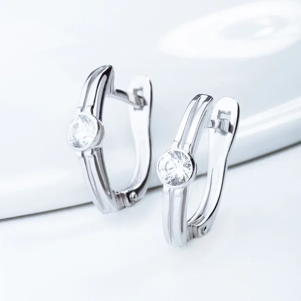 Серьги из серебра с фианитами — арт. 000-351608