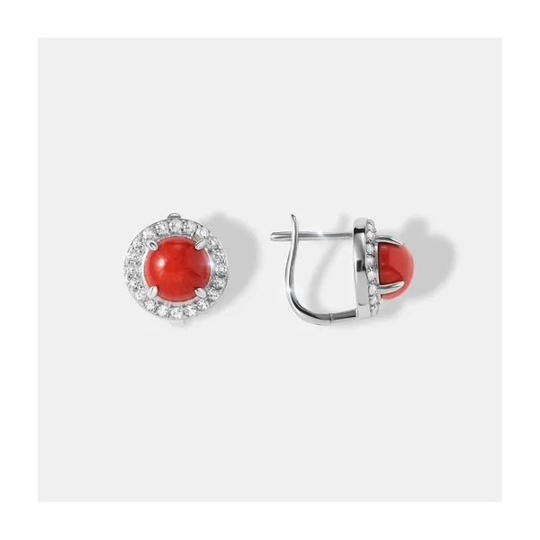 Серебряные серьги с кораллами Салмон — арт. 10522-006394