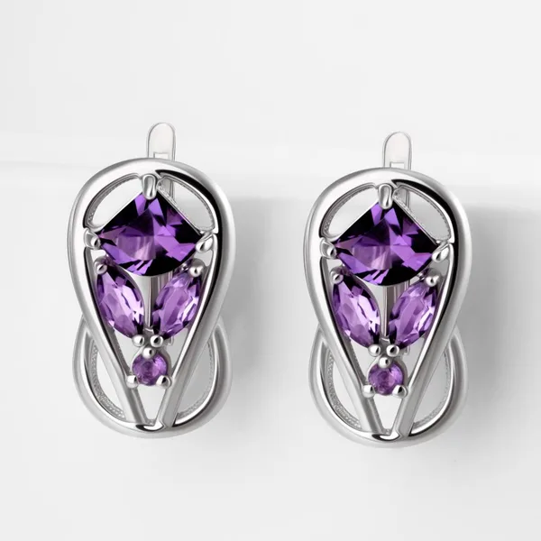 Серьги из серебра с аметистами — арт. 000-382981