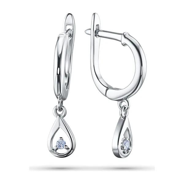 Серьги из серебра с синтетическими алмазами