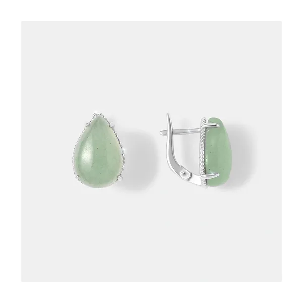 Серебряные серьги с авантюринами — арт. 10522-005698