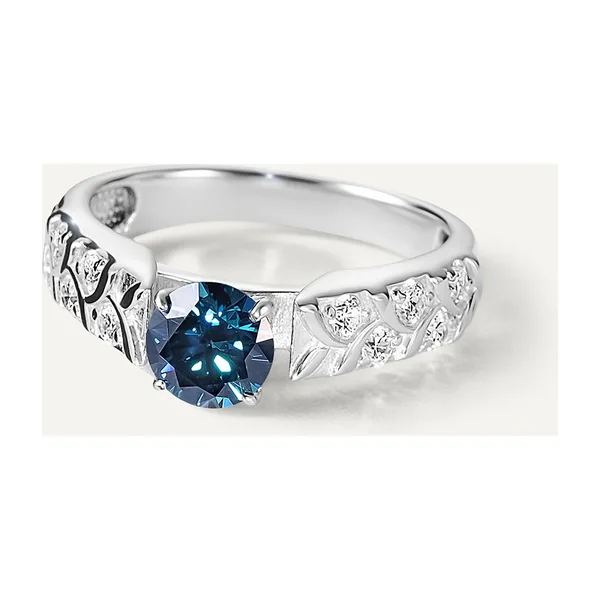Серебряное кольцо с синим муассанитом — арт. 10323-000343