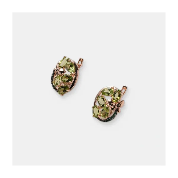 Серебряные серьги с хризолитами — арт. 10522-006064