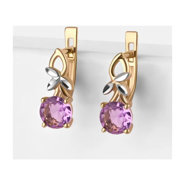 Серьги из красного золота с аметистами — арт. 000-380097