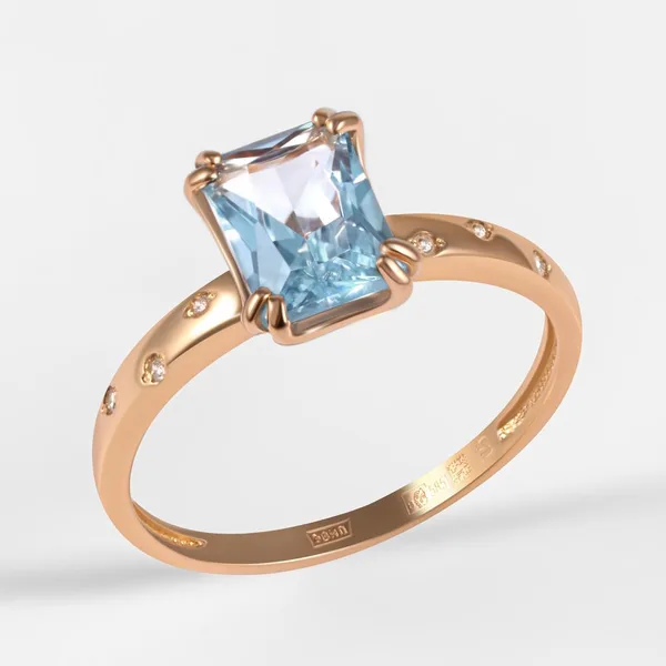Кольцо из красного золота с топазом и бриллиантами — арт. 000-388086