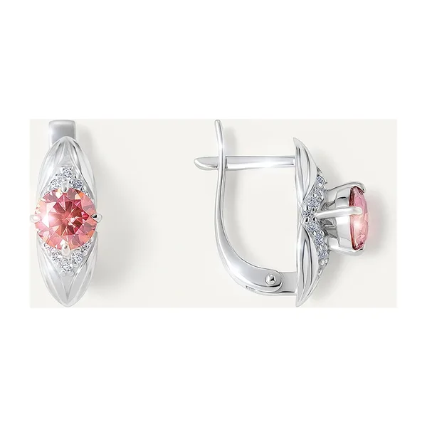 Серебряные серьги с арбузными муассанитами — арт. 10522-004070