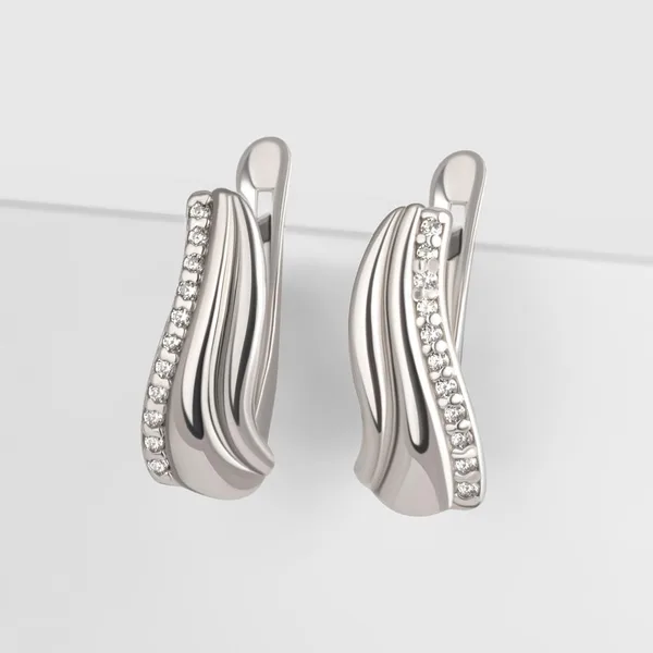 Серьги из серебра с фианитами — арт. 000-385888