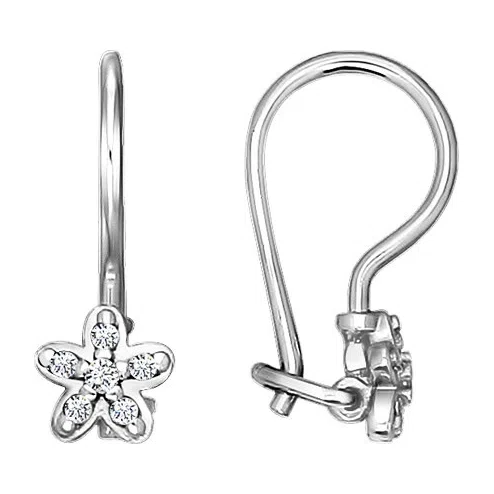Серьги детские из серебра с фианитами