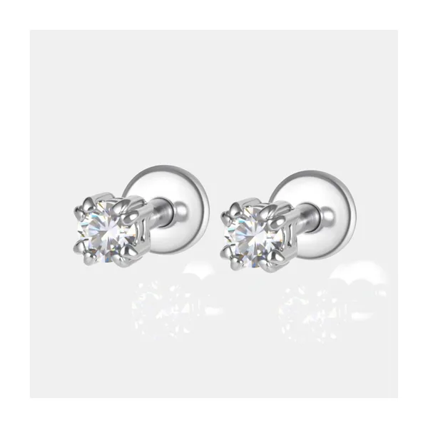 Серьги гвоздики из серебра с фианитами — арт. 000-397159