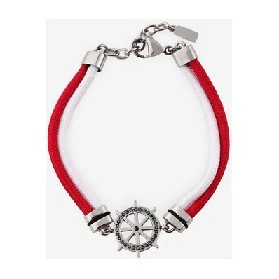 Красно-белый браслет из стали со штурвалом BIKKEMBERGS JEWELLERY Poison Drop — модель sszmicn — фото 2
