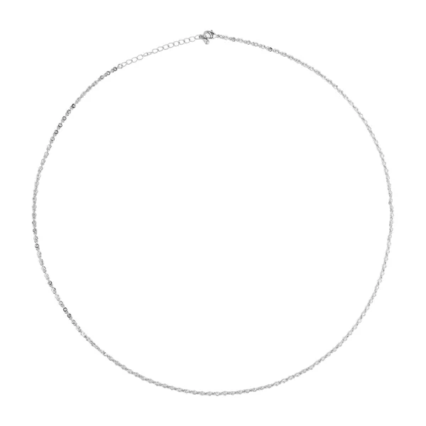 Серебристое многослойное колье-цепи с кристаллами — модель qu5b1m0