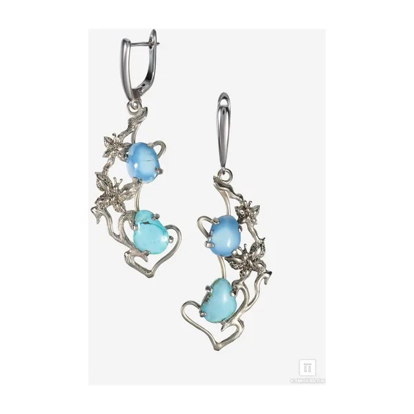 Серьги «Бабочки» с бирюзой — арт. 36432