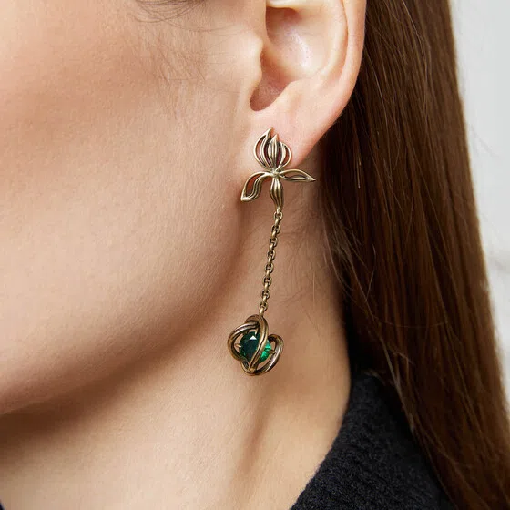 Серьги с зелеными фианитами CORDA Fiore di Firenze Poison Drop — модель x09pqcz