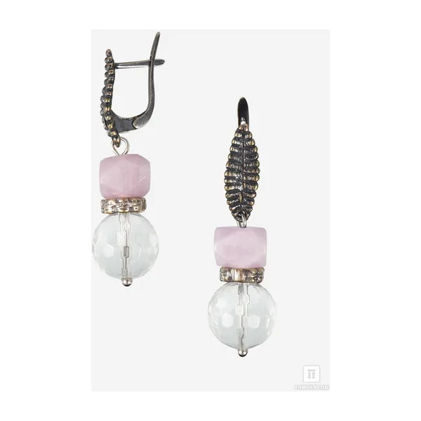 OXINYA Серьги из горного хрусталя и кунцита, огранка