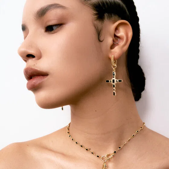 Позолоченные серьги с фианитами Violet INDULGENCE safina concept Poison Drop — модель 72i4wtr — фото 3