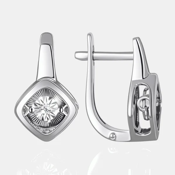 Серьги из серебра с бриллиантами — арт. 000-400750