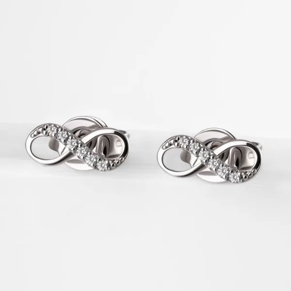 Серьги гвоздики из серебра с фианитами — арт. 000-332714