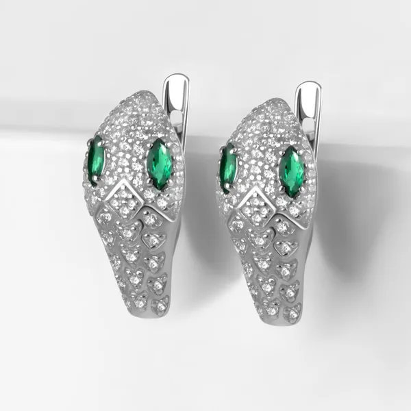 Серьги из серебра с фианитами — арт. 000-387612