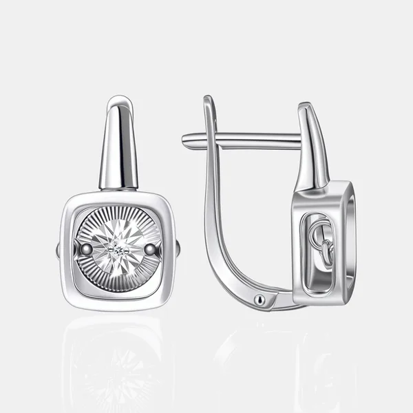 Серьги из серебра с бриллиантами — арт. 000-400745