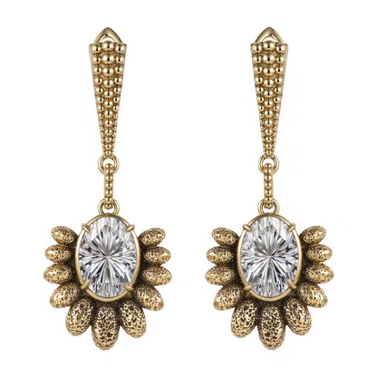 Позолоченные серьги c алпанитом Pavone Art Nouveau Fiore di Firenze Poison Drop — модель ffqw3na