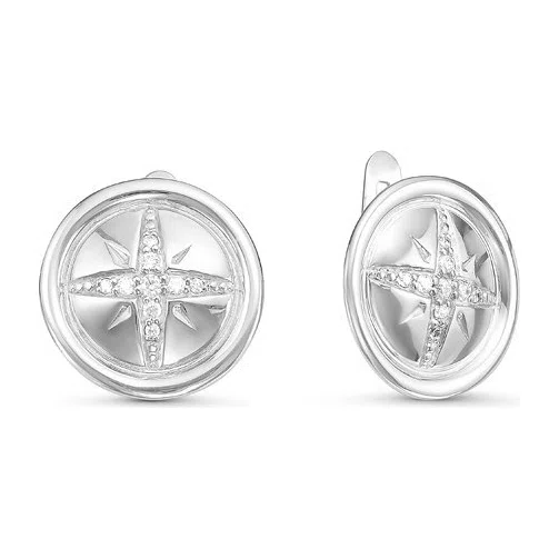 Серьги из серебра с фианитами