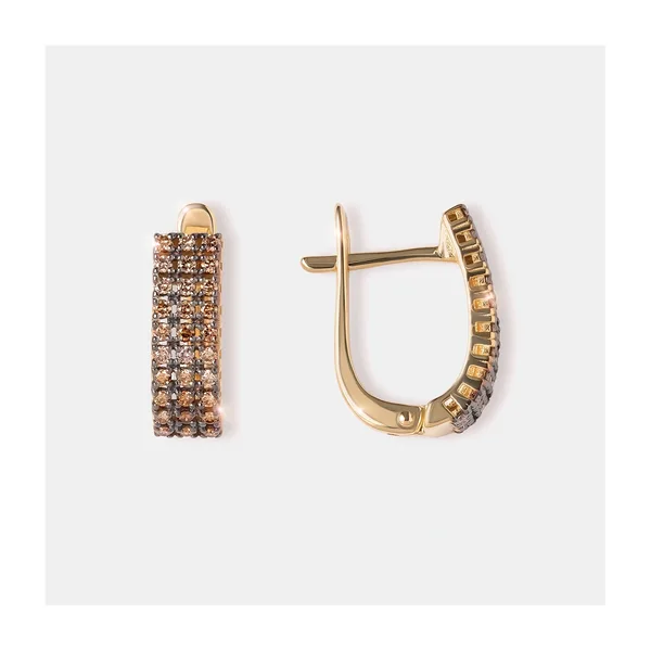 Серьги из желтого золота с коньячными бриллиантами — арт. 10511-001505