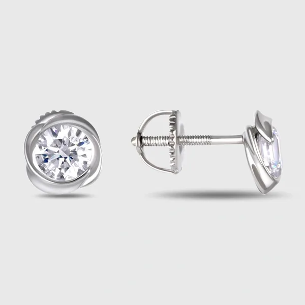 Серьги гвоздики из серебра с фианитами — арт. 000-399381