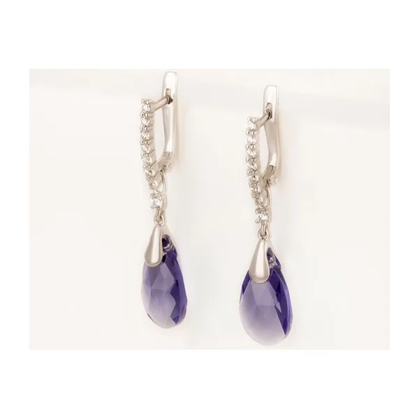 Серьги подвесные из серебра с кристаллами swarovski и фианитами — арт. 000-365982
