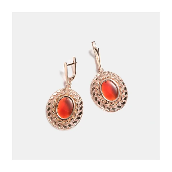 Серебряные серьги с янтарем — арт. 10522-000866