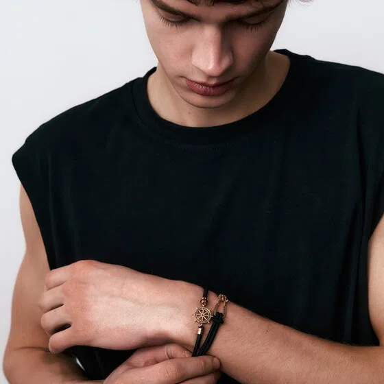Браслет с золотистым штурвалом и кристаллами BIKKEMBERGS JEWELLERY Poison Drop — модель 4berf2b — фото 2