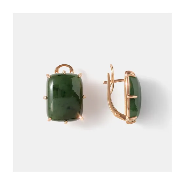 Серебряные серьги с нефритами — арт. 10522-006170