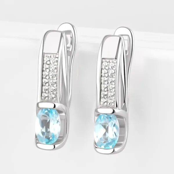 Серьги из серебра с топазами и фианитами — арт. 000-382893