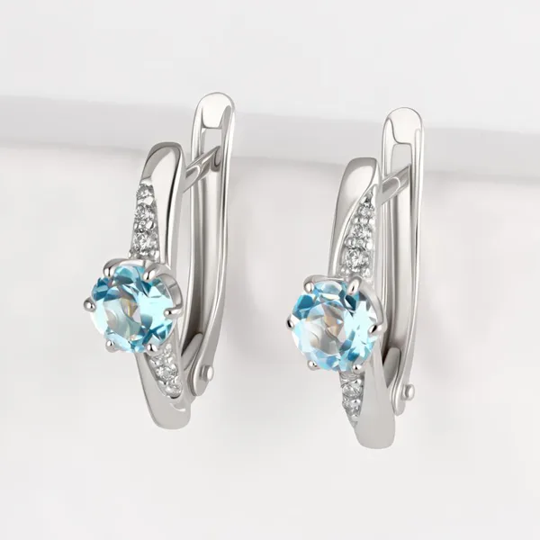 Серьги из серебра с фианитами и топазами — арт. 000-385738