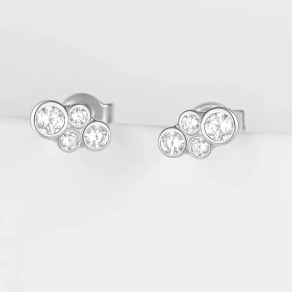 Серьги гвоздики из серебра с фианитами — арт. 000-395077